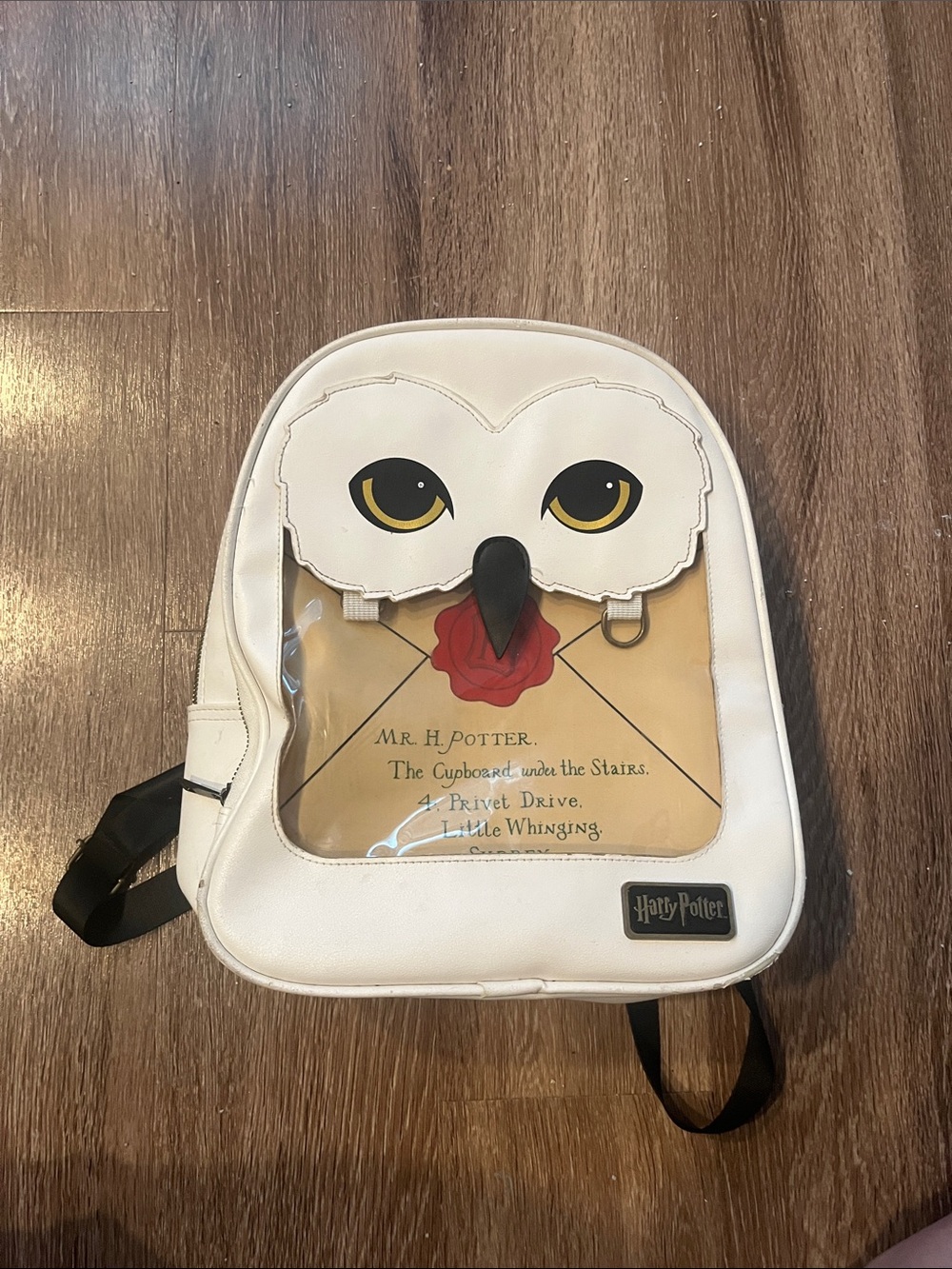 Warner Bros. White Owl Envelope Kids Backpack with Yellow Eye Accents